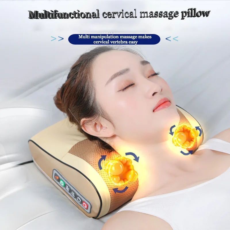 

Massage Relaxation Heating Neck Shoulder Back Body Electric Massage Pillow Shiatsu Massager Device Cervical Healthy Relaxation
