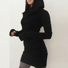 Женское осеннее платье толстовки пуловер с длинными рукавами облегающие черные минималистичные платья JS26
