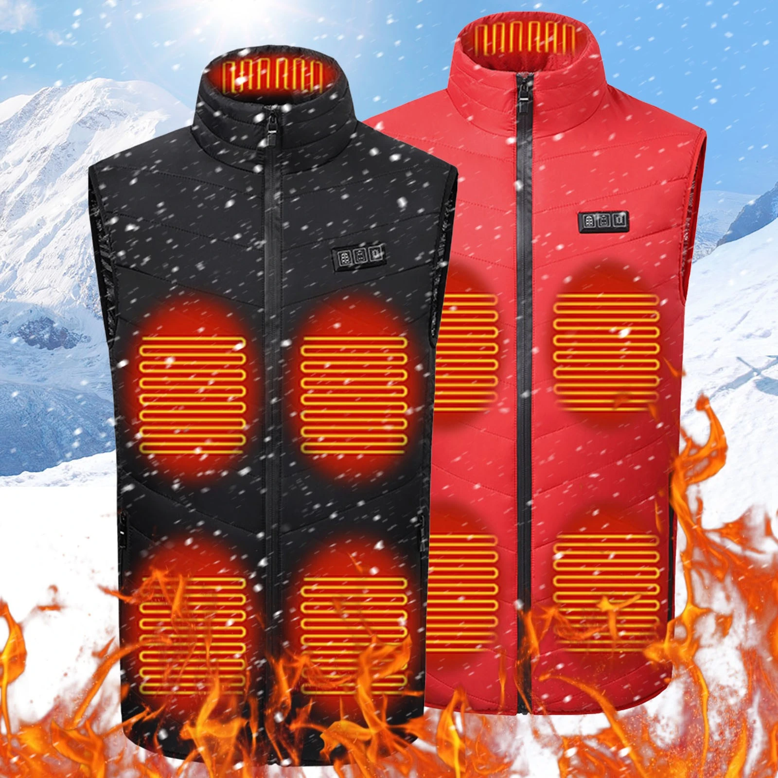 Men Autumn Winter Smart Heating Cotton Vest Usb Infrared Electric Women Outdoor Flexible Thermal