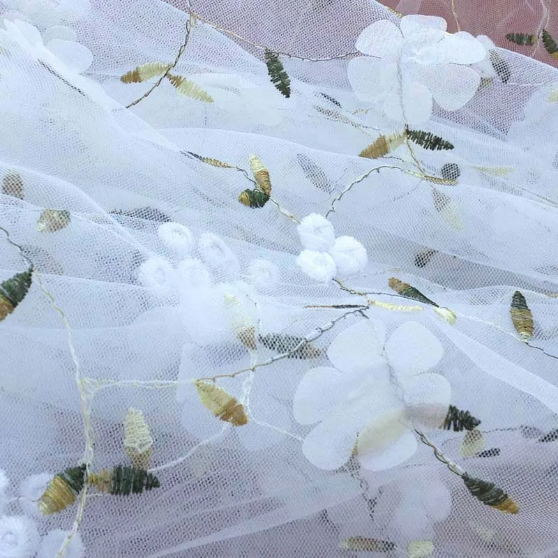 3D африканский тюль шифоновое с цветочным кружевом ткань для платья, сетка цветочный Tissus кружева вышивка, Diy шитье Лоскутное Ткань, ширина 130 см