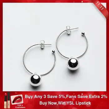 

925 Silver Circle Earrings Korean Hoops Earrings Silver Jewelry Vintage Hoops Brincos Minimalism Pendientes Kolczyki Oorbellen