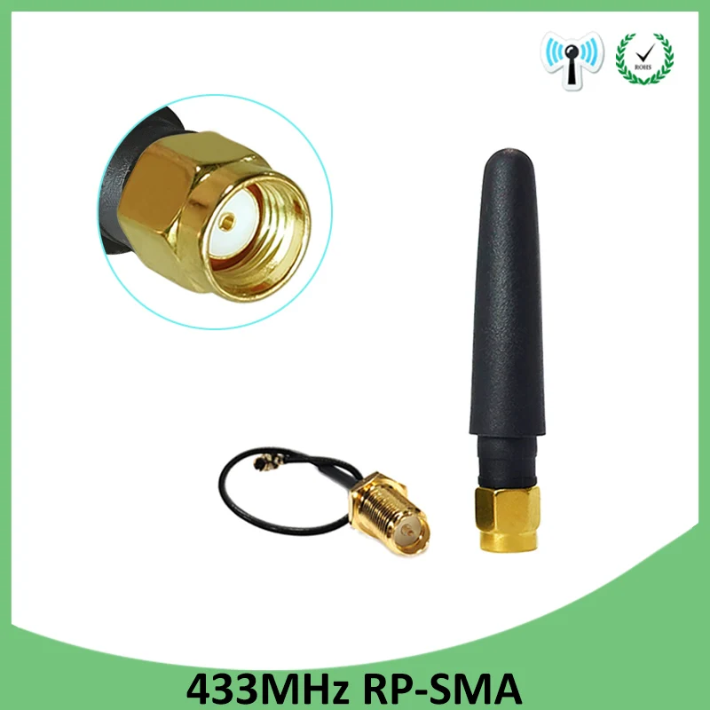 GRANDWISDOM 5/10/20pcs 433mhz antenna 3dbi sma female lora antene module lorawan antene ipex 1 SMA male pigtail Extension Cable 433mhz wireless module antenna 10dbi high gain sucker aerial 3m cable sma male rf sma adapter sma female to rp sma female