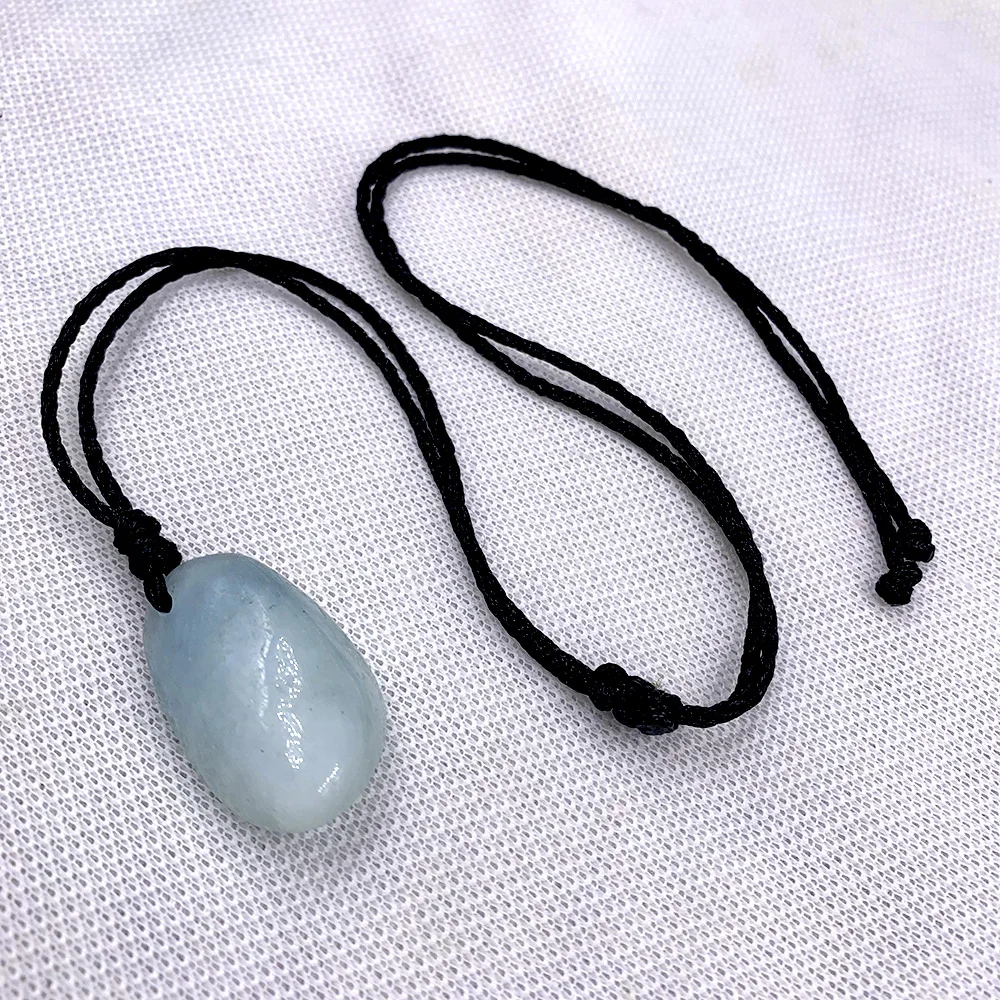 Natural Blue Ice Aquamarine Pendant Quartz stone Crystal Women Men love Raw Material Blue Gemstones Pendant Necklaces