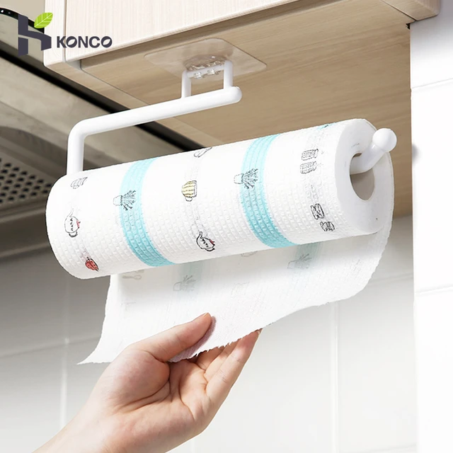 Kitchen Paper Roll Holders,plastic Tissue Hanger Perforation-free  Wall-mounted Paper Towel Rack Organizer Shelf For Kitchen Bath - Racks &  Holders - AliExpress