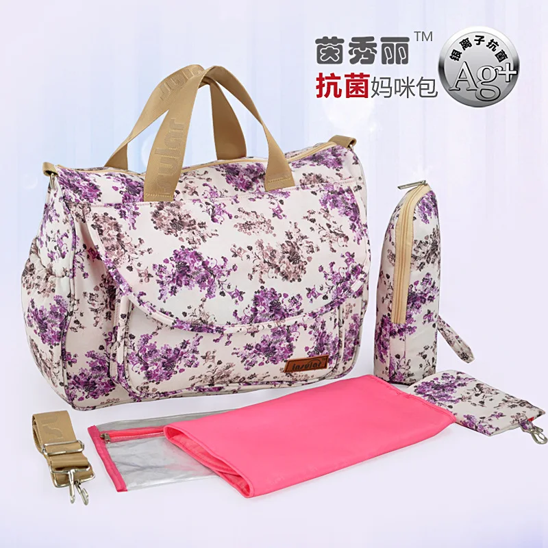 Multifunctional Waterproof Mommy Bag One Shoulder Slant Hand-held Mother and Child Bag Out Bag Mommy Bag - Цвет: Jingya Purple