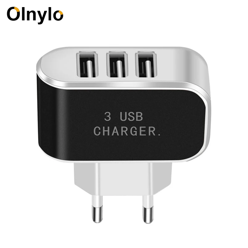 

3 Ports USB Charger EU/US Plug Travel Wall Charging Adapter For iPhone XR Huawei Samsung USB Phone Chargers Mobile Phone Charger