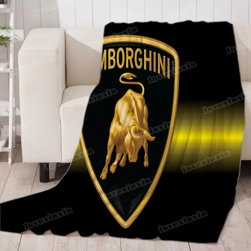 Luxury Lamborghini Sports Car Logo Blanket, Plush Warm Blanket for Winter Bedding, Sofa and Plush House Warm Decoration Gifts