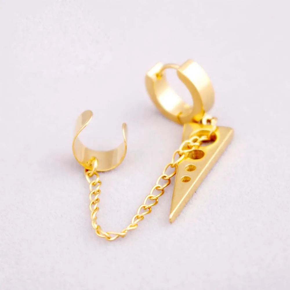 Triangle gold Серьги в стиле панк, круглые серьги в стиле хип-хоп для мужчин и женщин, ювелирные изделия из нержавеющей стали, модные ювелирные изделия, свисающие серьги с крестом и треугольниками - Окраска металла: Triangle gold
