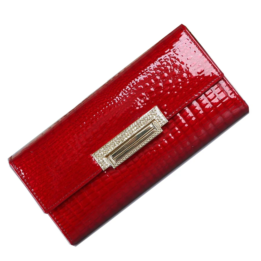 Wallet Women Diamond Long Genuine-Leather Ladies New