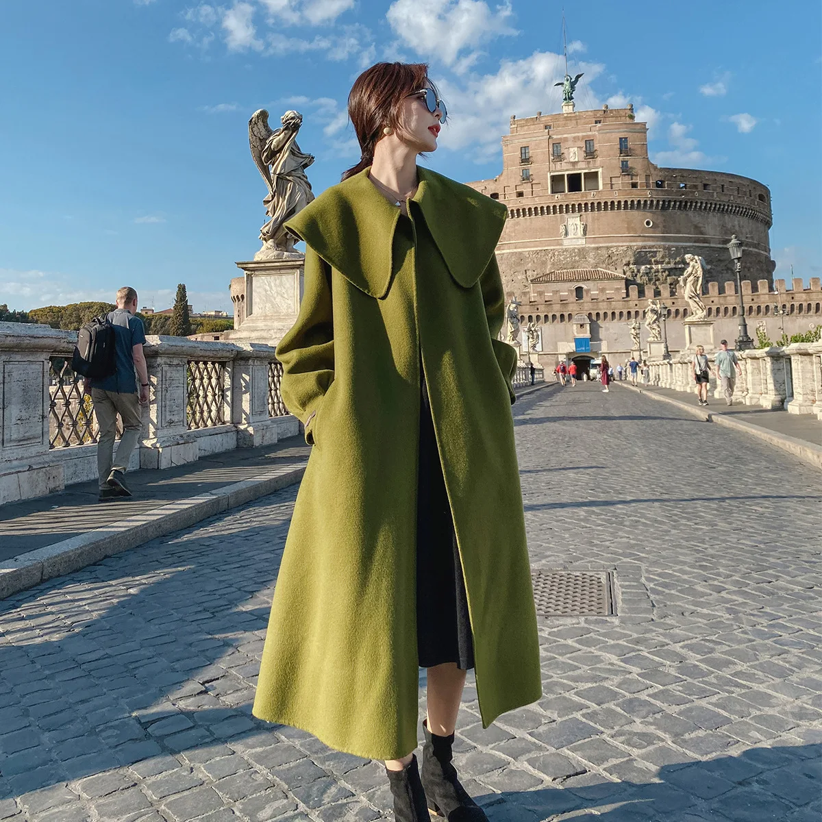 

Photo Shoot Woolen Coat Women's Mid-length 2020 Winter Korean-style New Style Thick over-the-Knee Woolen Cloth Loose-Fit Elegant