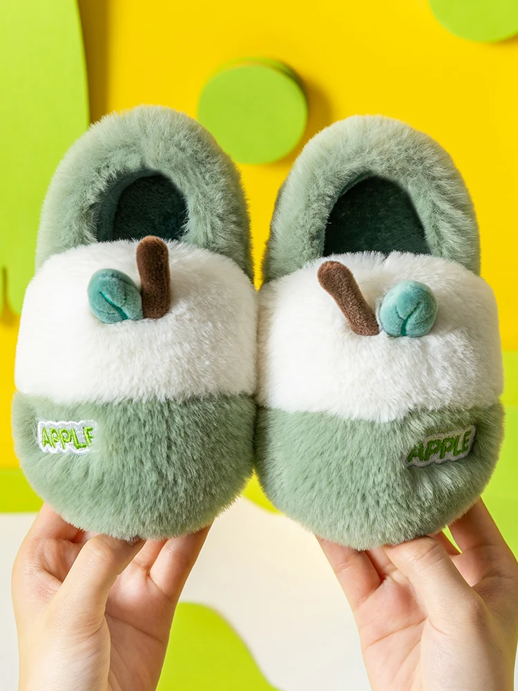 

Autumn Winter Children's Cotton Slippers for Boys and Girls Indoor Non-slip Plush Warm Cartoon Baby Cotton Shoes