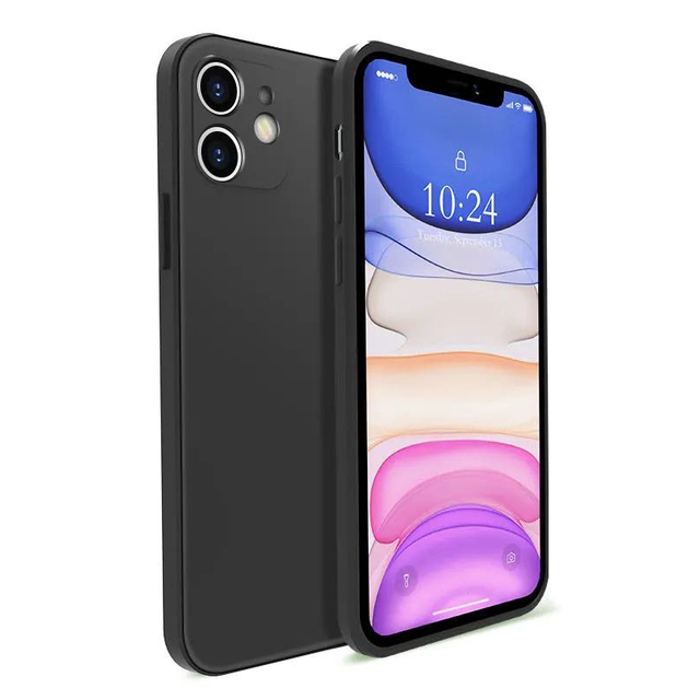 Straight Edge Silicone Soft Camellia Red Case For iphone 12 11 13 Pro XS MAX X XR 7 8 Plus Orange Dark Green White Cover