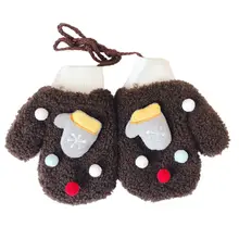 Детские перчатки с рисунком рождественского лося; кашемировые теплые варежки для маленьких мальчиков и девочек