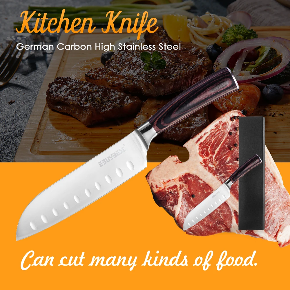 Нержавеющая сталь Кухня ножи 7 дюймов шеф-повара Ножи японский сантоку Ножи суши мясо рыба фруктового Ножи Пособия по кулинарии инструменты