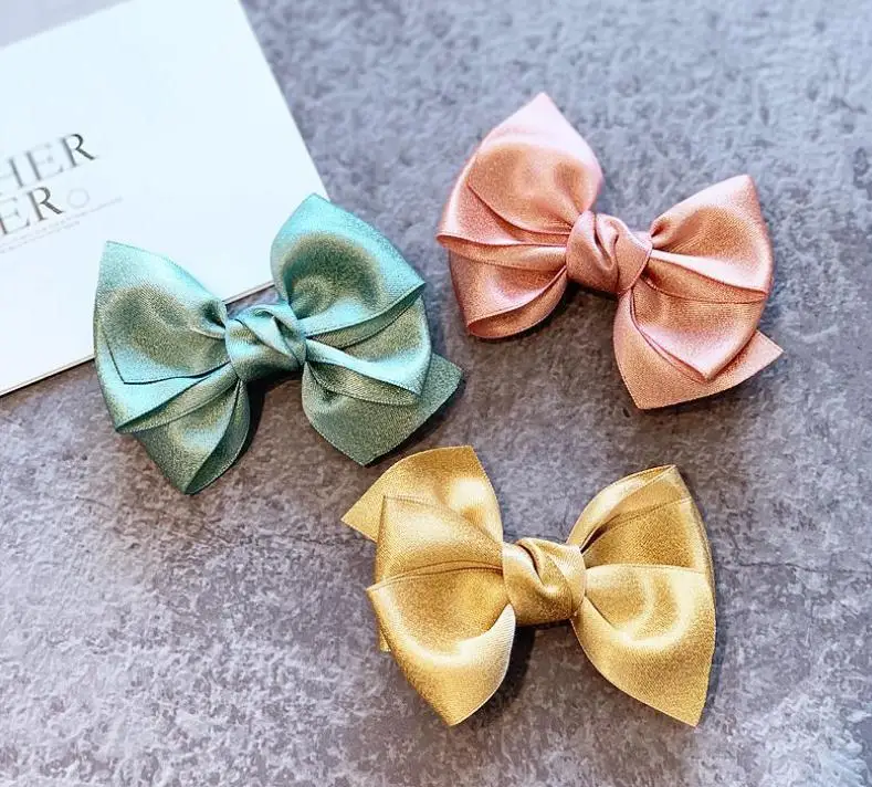 Fashion Ribbon Bow Hair Clip Kid Fairy  Hair Accessories  Layer Deluxe Satin Hairpin Birthday Gift Barrette School Girl Headwear