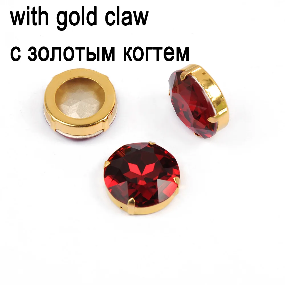CTPA3bI Siam круглые пришивные стразы pointback Швейные Стразы DIY чехол для одежды аксессуары украшения - Цвет: With Golden Setting