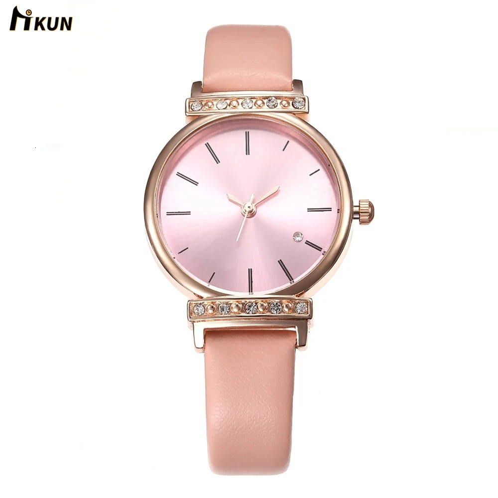 

Women Watch Fashion Quartz Lady Leather Watchband Date Week Casual Waterproof Wristwatch Gift for Girl 2019 New Blue