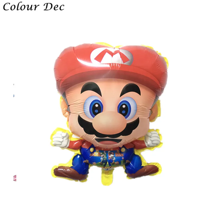 60X44CM NEW 2pcs 60*45cm Red Super Mario balloon Classic Toys Mario Bros Mylar balloons biethday party decoration balloons kid toys - Color: 60X44CM