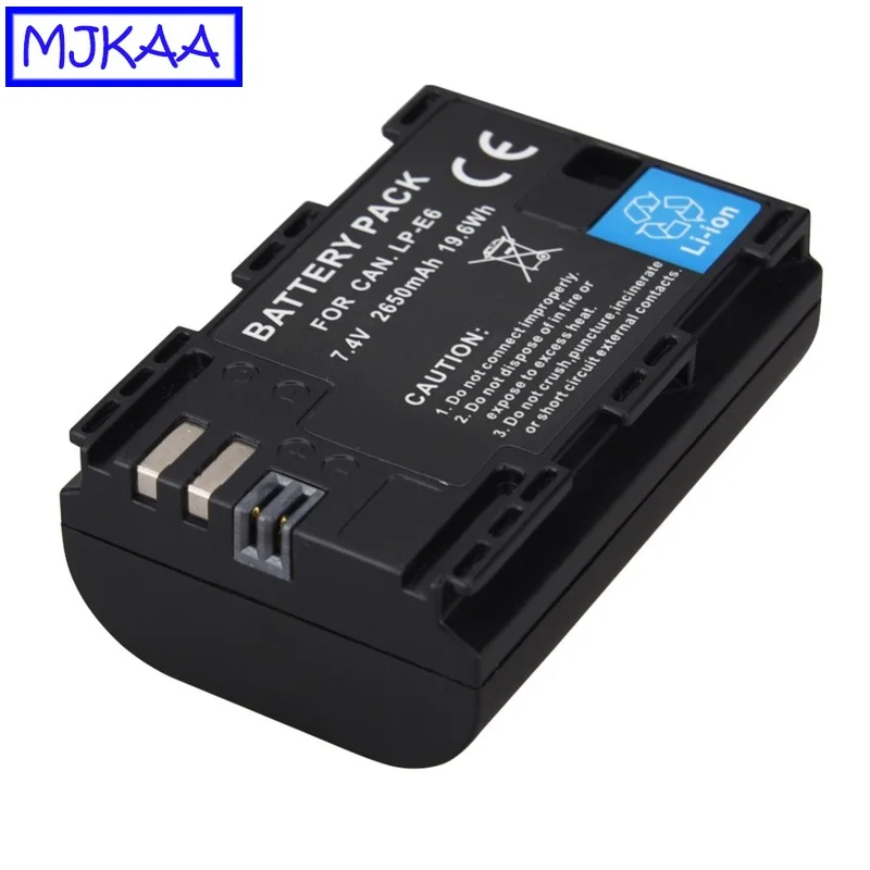 MJKAA LP-E6 2650mAh 7,4 V 19.6Wh литий-ионный аккумулятор для цифровой камеры для EOS 5D Mark II III 6D 7D 60D 60Da 70D 80D DSLR EOS 5DS