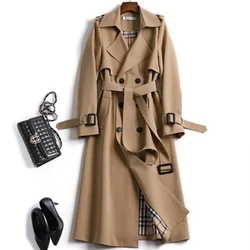 Blusão feminino meados de comprimento outono e inverno novo estilo popular estilo britânico sobre joelho casaco breasted casaco longo