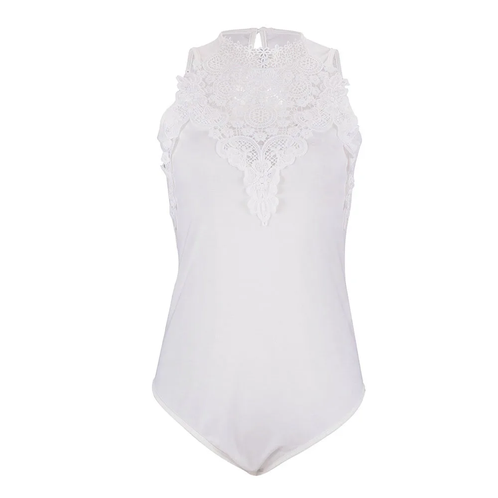 Fashion Sexy Bodysuit Off Shoulder White Lace Hollow Out Sleeveless Women Bodysuit Women Romper and Bodysuit - Цвет: Белый
