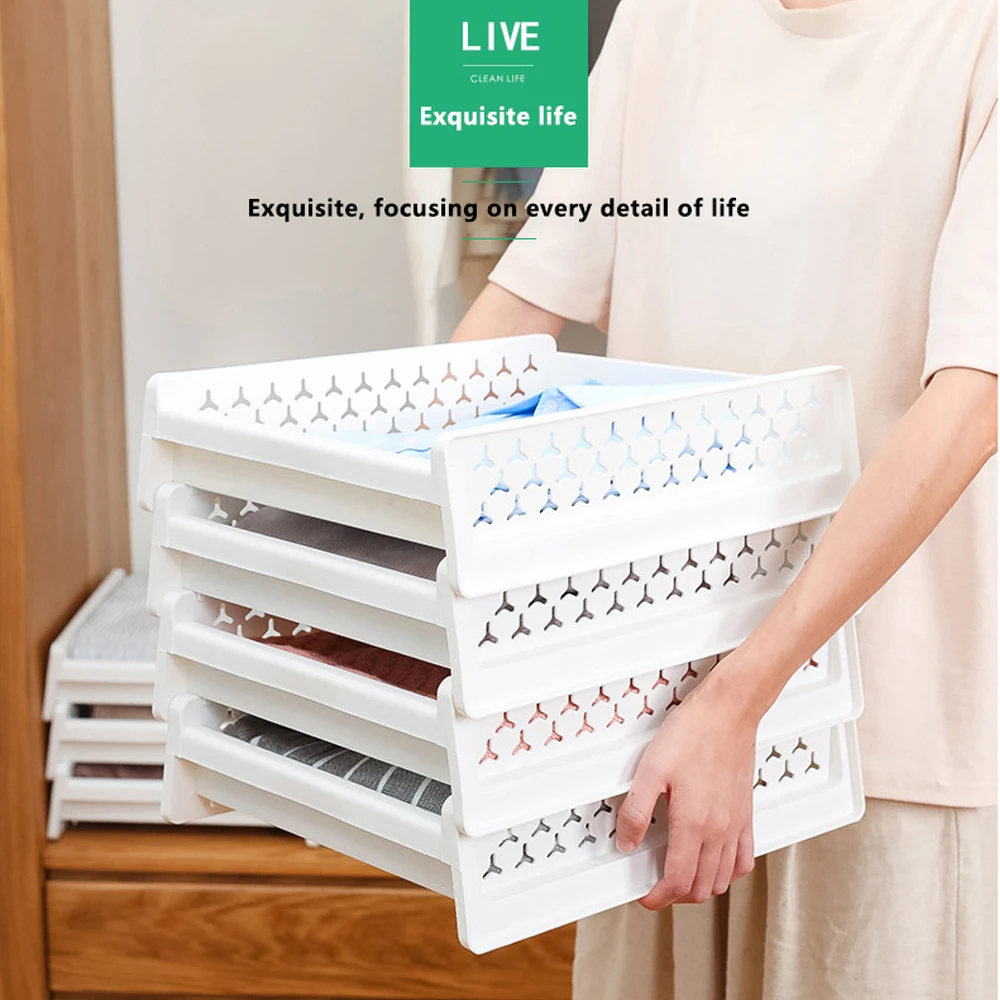 Ящик для хранения одежды, Штабелируемый пластиковый ящик для одежды, шкаф для одежды, домашняя доска для хранения, Органайзер