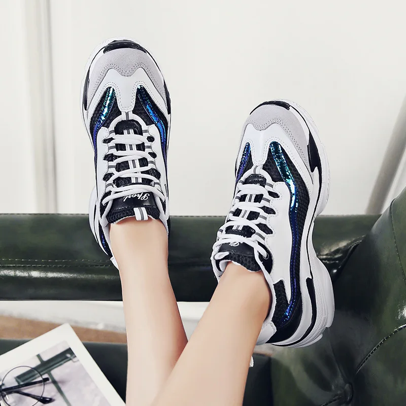 

Dad Shoes Women's Summer Thick Bottomed Versatile Korean-style WOMEN'S Shoes 2018 New Style with Holes Breathable Elevator Slimm