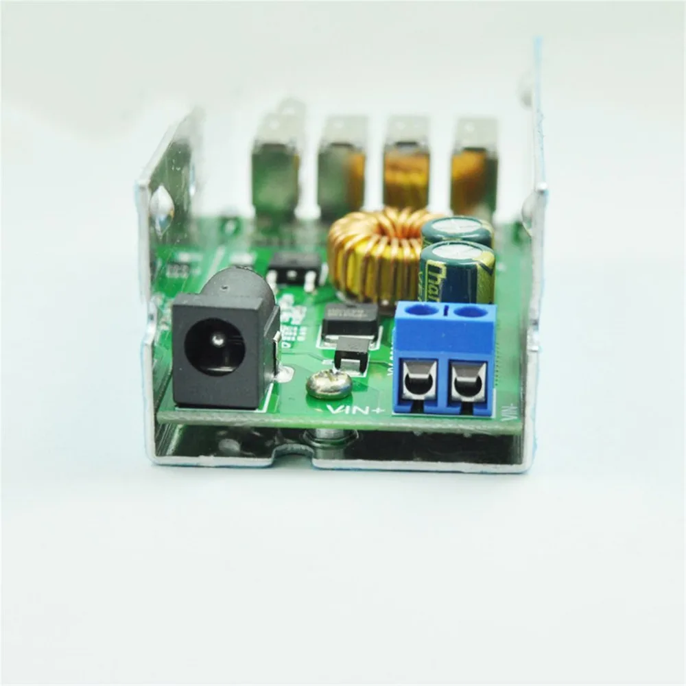 DC12V до 5V 4USB Выход DC понижающий преобразователь вниз Питание зарядная Модульная плата с Алюминий оболочка для телефонов