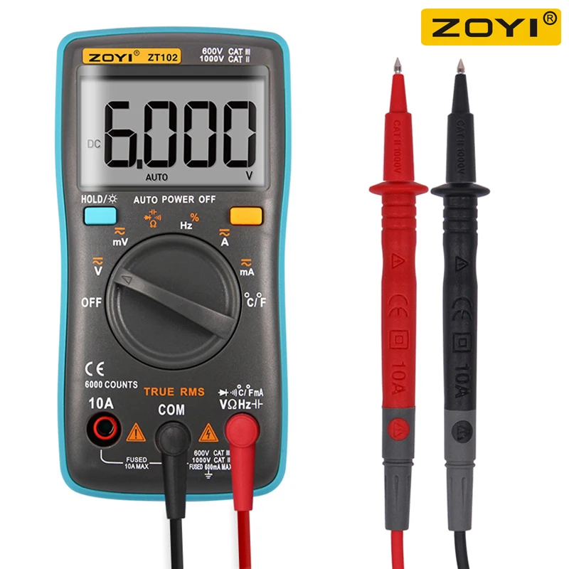 ZT102 ZOYI ZT102/ZT102A Умный Цифровой мультиметр 6000 отсчетов Автоматический диапазон NCV измеритель температуры - Цвет: ZT102