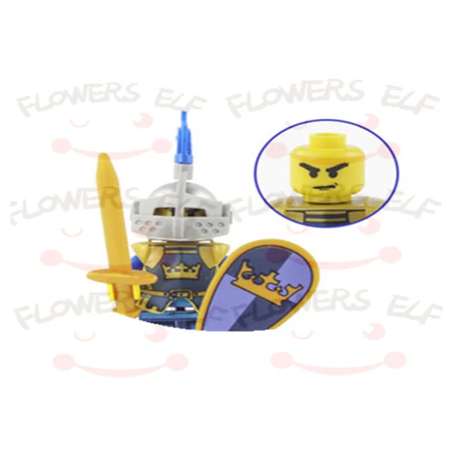 1PCS Blue Lion Red Green Dragon Knight Mini Two-person Villain Middle Age Assembling Building Blocks Children'sToy Medieval Knig 9803B