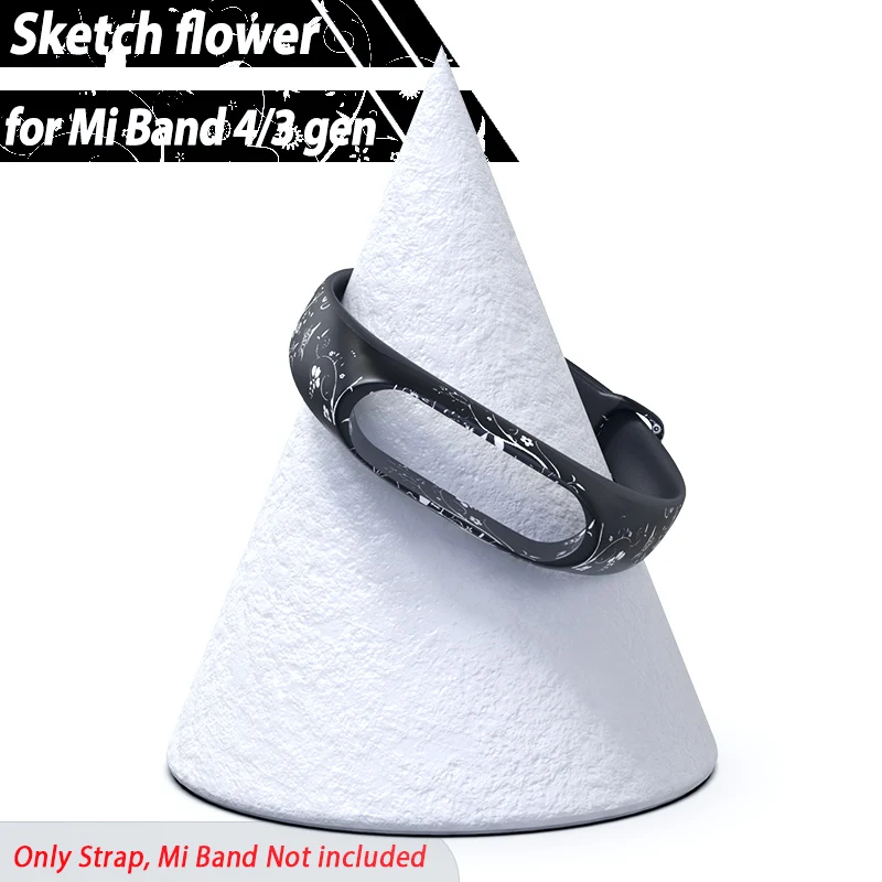 Sketch flower Мягкий силиконовый браслет для Xiaomi mi группа 4 Band 3 Камуфляжный ремешок силиконовый браслет-повязка на mi band4 band3 - Цвет: Sketch flower