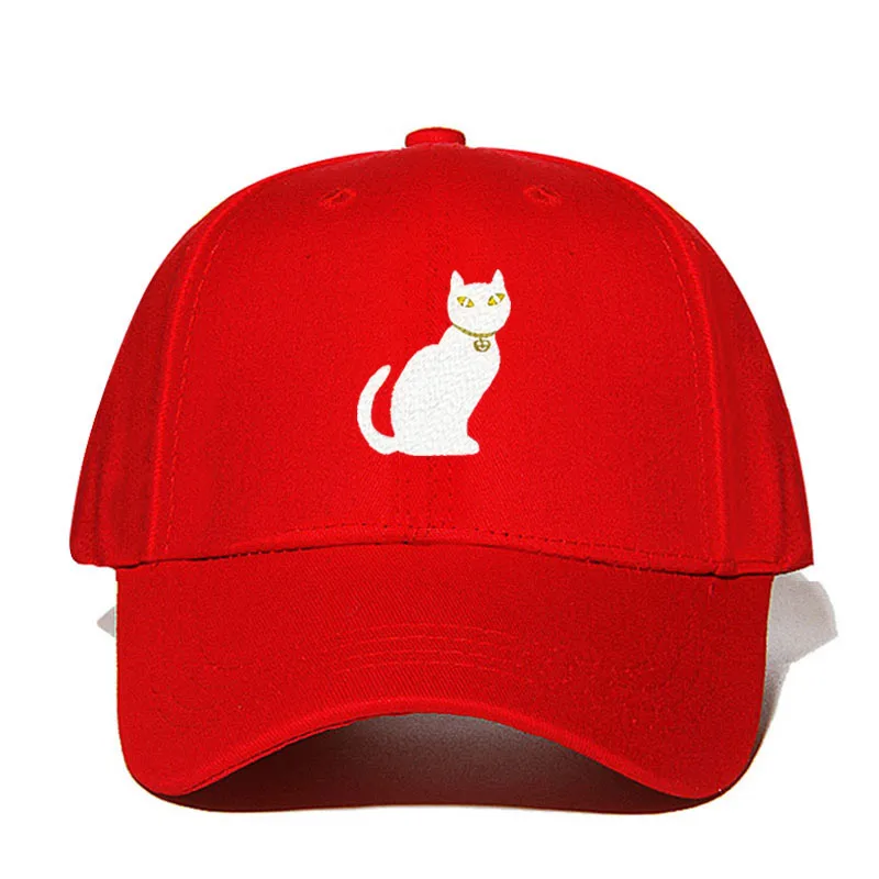 Red Мужская бейсболка с вышивкой для Хэллоуина и кошки, хлопковая шапка, модная шапка для папы, весенне-осенняя Кепка для гольфа, женские шапки, Прямая поставка - Цвет: Red