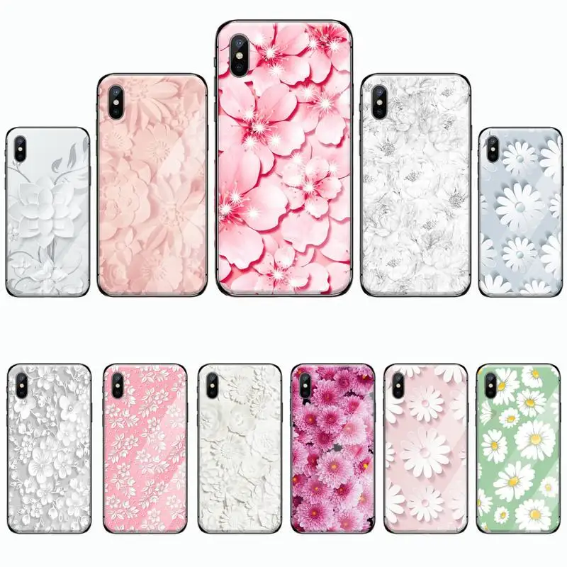 Чехол для телефона с цветочным рисунком розовый чехол 3D-принтом из закаленного