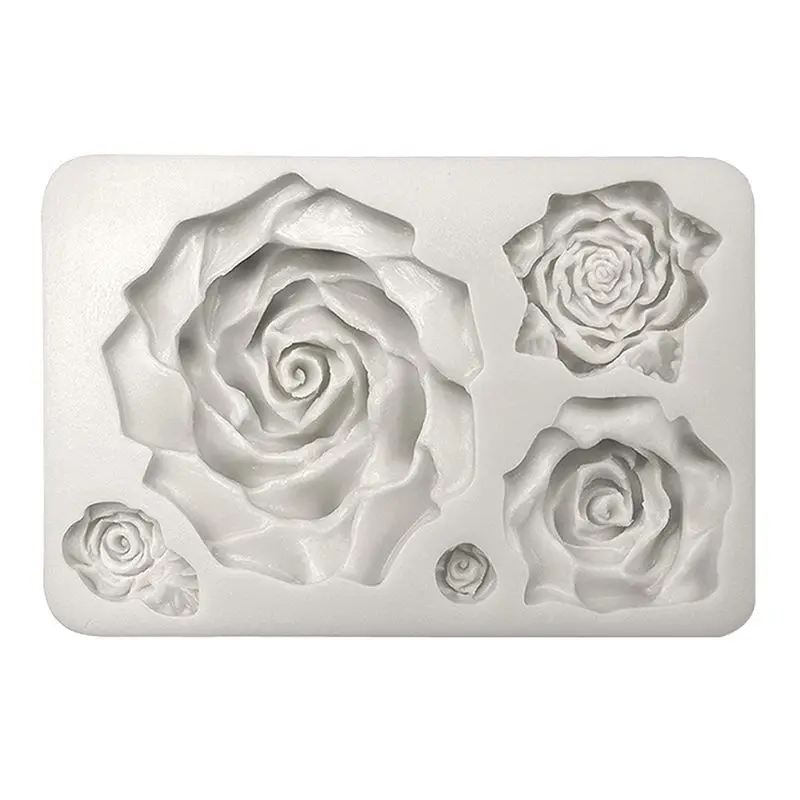

5 Assorted Sizes Roses Resin Fondant Candy Silicone Mold for Cake Decoration for kitchen accessories
