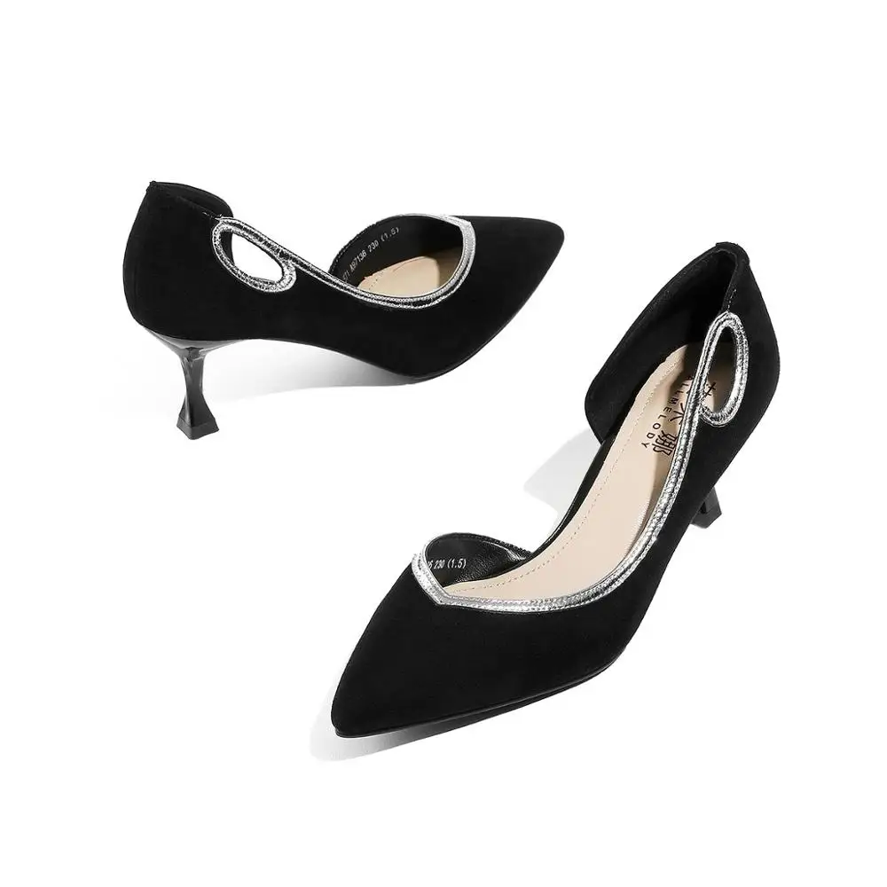

Women Pumps Genuine Leather spring footwear Pointed Toe Breathable Lace Heels LoafersA97136