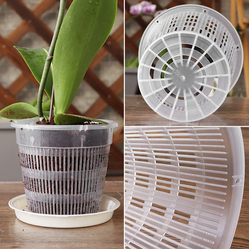 Mesh Flower Pot Net Clear Plastic Orchid Planter 5pcs