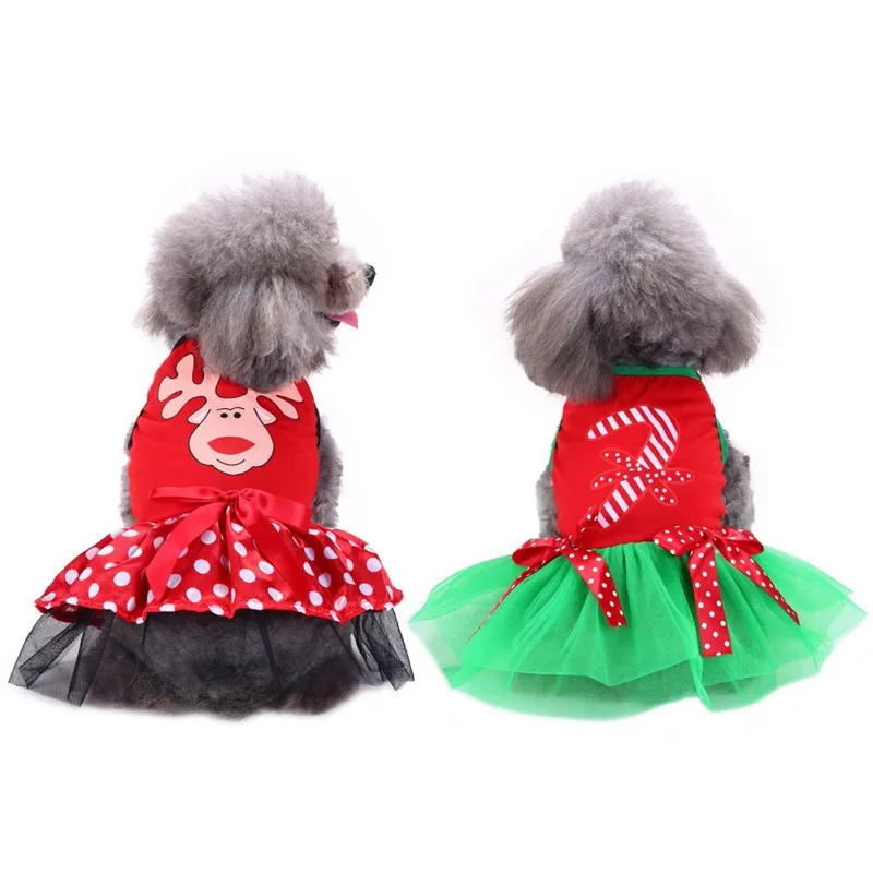 Pet Dog Winter Dress Cute Christmas Elk Pattern Dog Skirt Puppy Cosplay