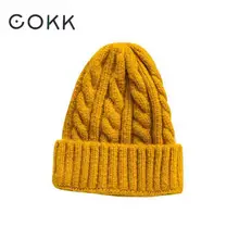 COKK, зимние шапки для женщин, шапочки, мужские вязаные шерстяные шапки, женские толстые теплые шапочки, женские мягкие шапочки
