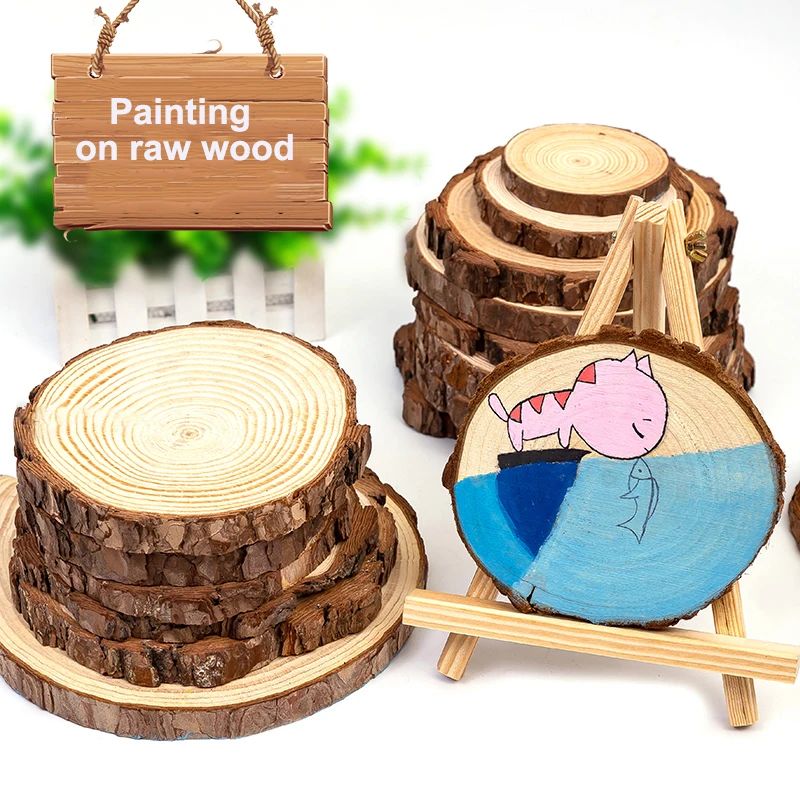 unfinished natural wood slices circles with