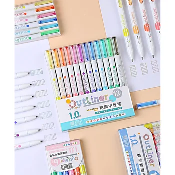 

6/12 Color Outliner Pens Set 1.0mm Ballpoint Art Marker Liner Pen for Drawing Paint Highlight Journal Diary School Supplies F906
