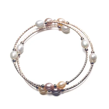 

Natural freshwater pearl double circle bracelet 5-6mm female pearl bracelet