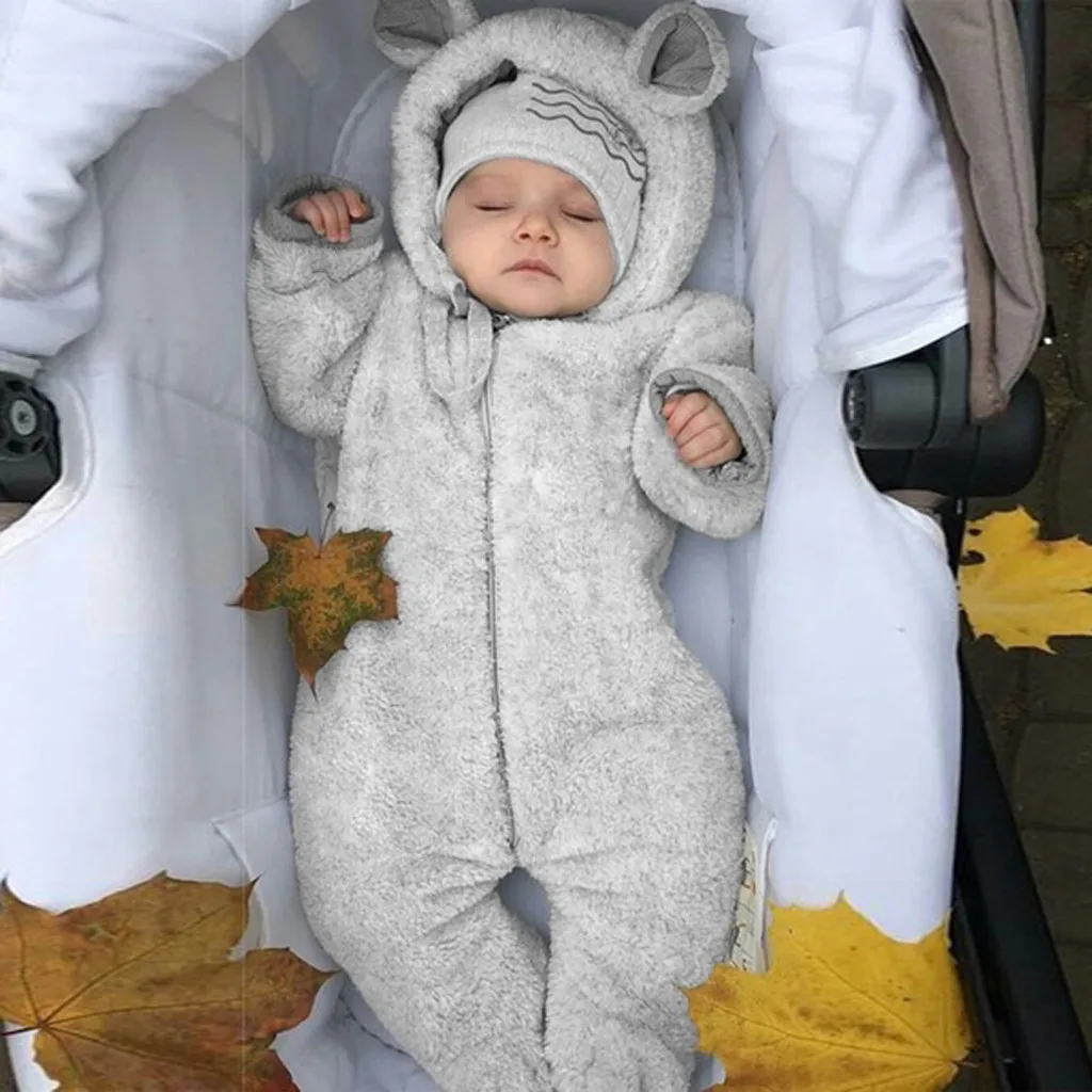 Флисовый Детский комбинезон для новорожденных мальчиков, зимний комбинезон, однотонный комбинезон с капюшоном, теплое пальто, верхняя одежда с длинными рукавами, детские наборы для новорождённых, комбинезон