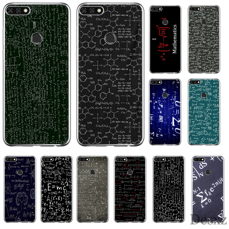 

Mobile Phone Case for Huawei Honor View 20 Note 10 7A 7C 7X 6A 8 8X 8C 9 9X Lite Cover Math Chemical Formulas