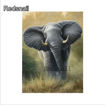 

5d photo Round Diamond Painting Full Drill Square Mosaic Home Decor Handmade big elephant diamond Embroidery decoration TT321