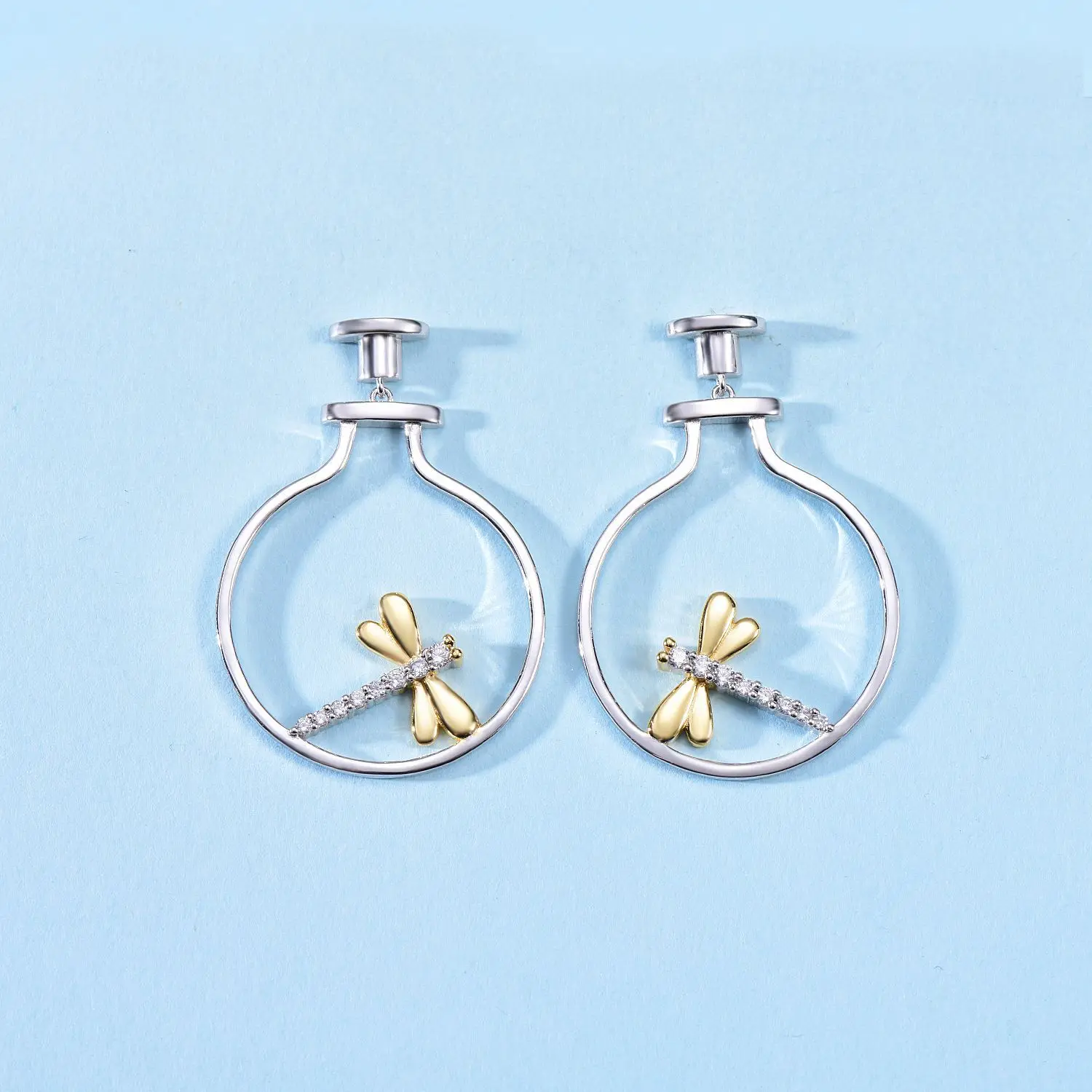 

LK new original design 925 sterling silver earrings European and American creative personality dragonfly earrings