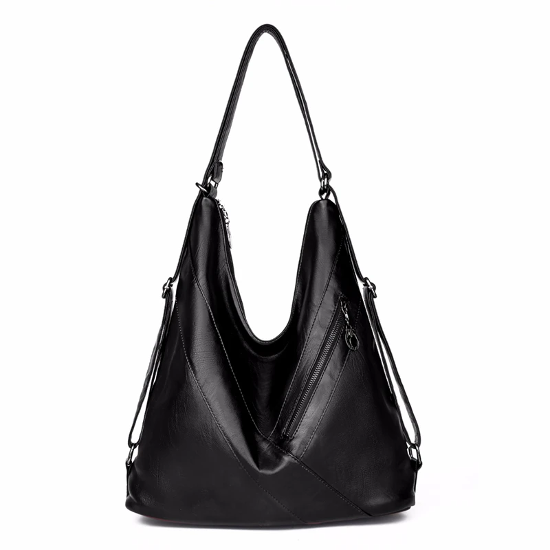 Многофункциональная сумка женские сумки с верхней ручкой винтажные Ручные Сумки Sac основной дамы Большая емкость сумка женские кожаные сумки - Цвет: black