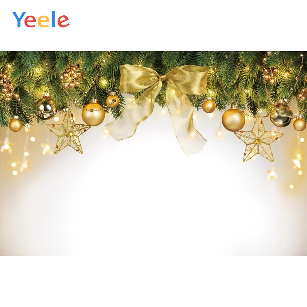 

Yeele Christmas Backdrop Golden Ball Snow Pine Newborn Baby Birthday Party Custom Photography Background Vinyl For Photo Studio