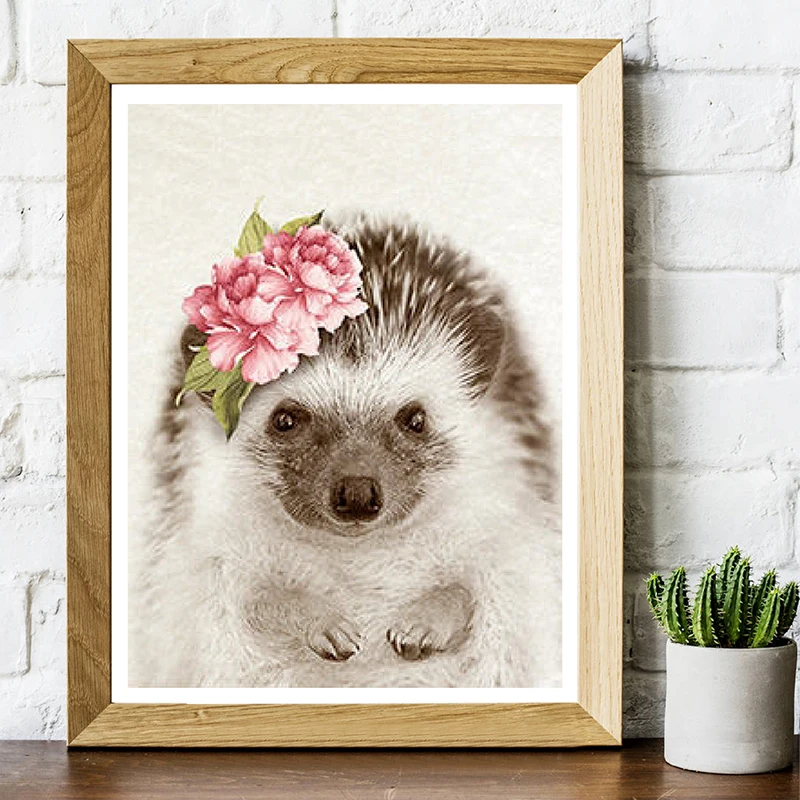 Woodland-Animals-Canvas-Poster-Nursery-Wall-Art-Print-Watercolor-Flower-Cute-Hedgehog-Bear-Fox-Owl-Painting (3)