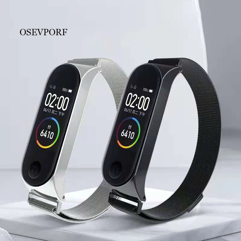 Браслет для Xiaomi Mi Band 3 4 металлический Плетеный Стальной ремешок смарт-часов