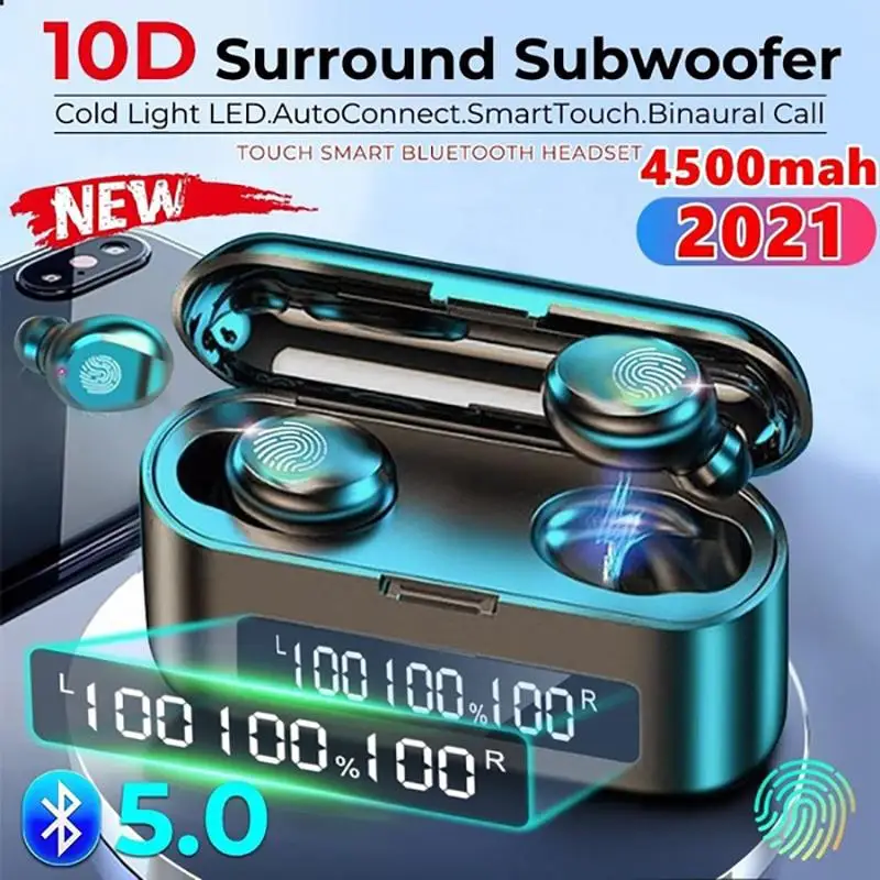 

HiFi Bluetooth 5.0 CVC8.0 Noise Reduction Stereo Wireless TWS Bluetooth Headset 3 LED Display Headset Waterproof Dual Headphones